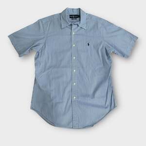 Ralph Lauren Classic Blue Striped Short Sleeve Button Down Preppy M
